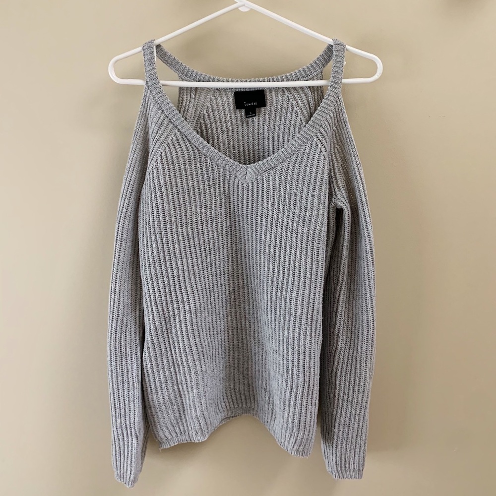 Lumiere Grey Knit Shoulder-less Sweater